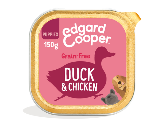 Tarrina de comida húmeda para cachorros de pato y pollo | Edgard & Cooper 150 g