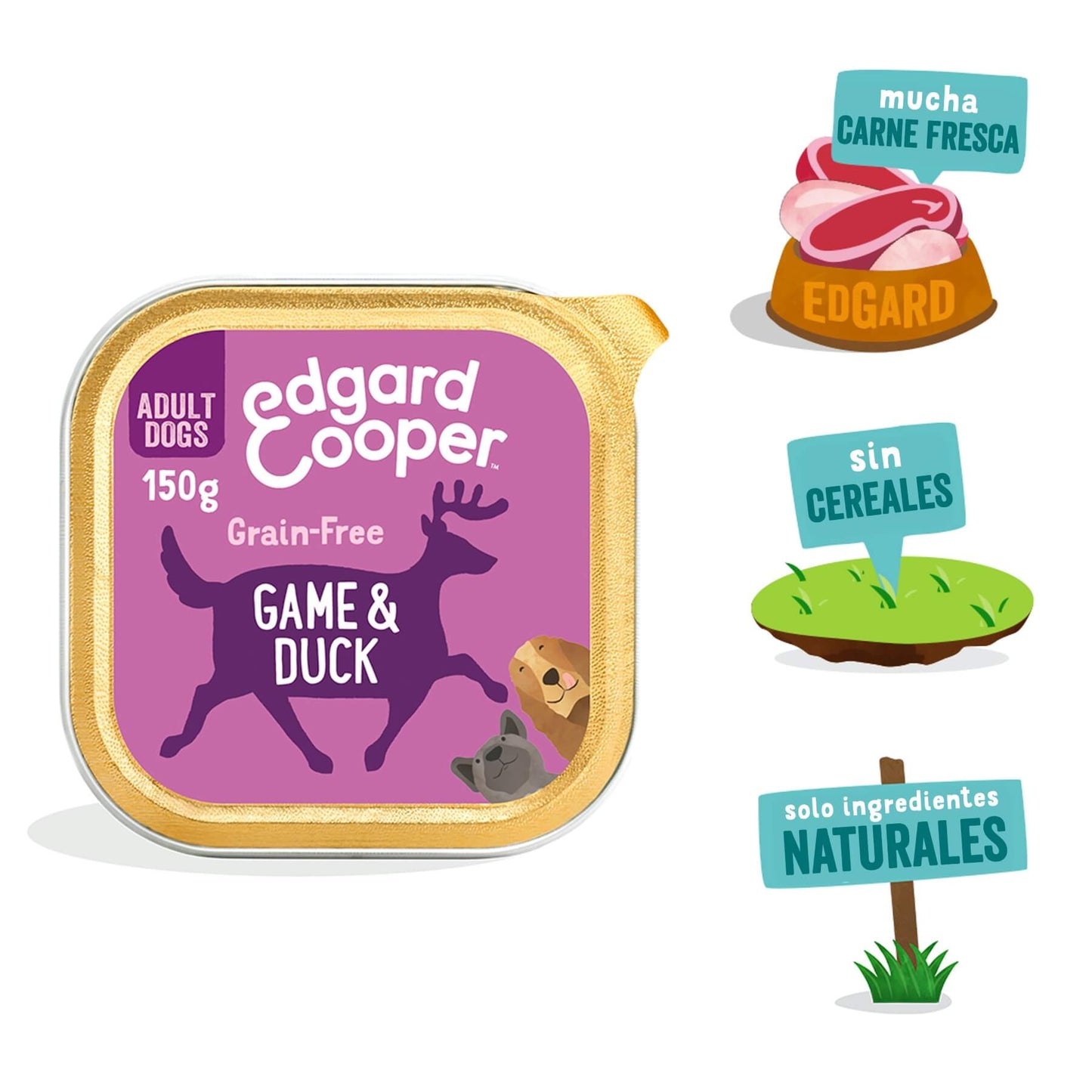 Tarrina de comida para perros con venado y pato sin cereales | Edgard & Cooper 150 g