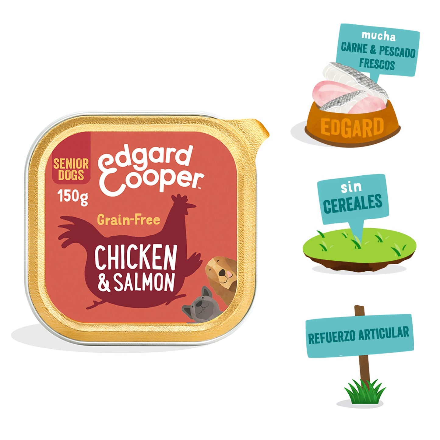 Tarrina de comida para perros de pollo y salmón | Edgard & Cooper 150 g