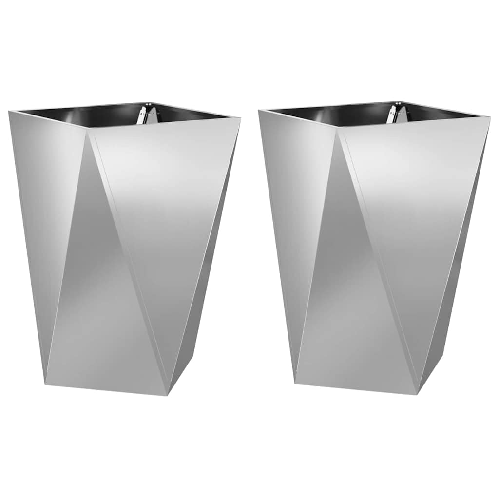 Jardinera 2 Uds. Plateado 50 X 50 X 75 Cm Acero Galvanizado_0