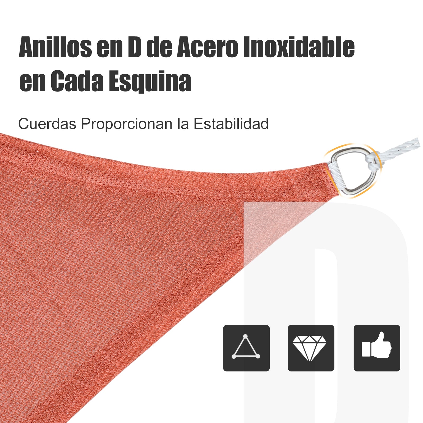 Outsunny Toldo Vela Sombrilla Parasol Triangular 3m De Poliéster 185g/m² Rojo_5