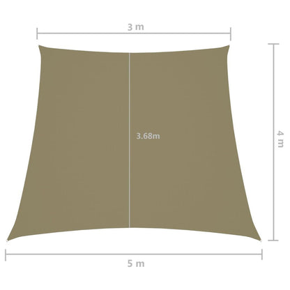 Vidaxl Toldo De Vela Trapezoidal De Tela Oxford Beige 3/5x4 M_2