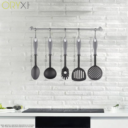 Cucharon Servir Cocina Nylon Con Mango Antigotas Engomado 32 X 9,8 Cm._2