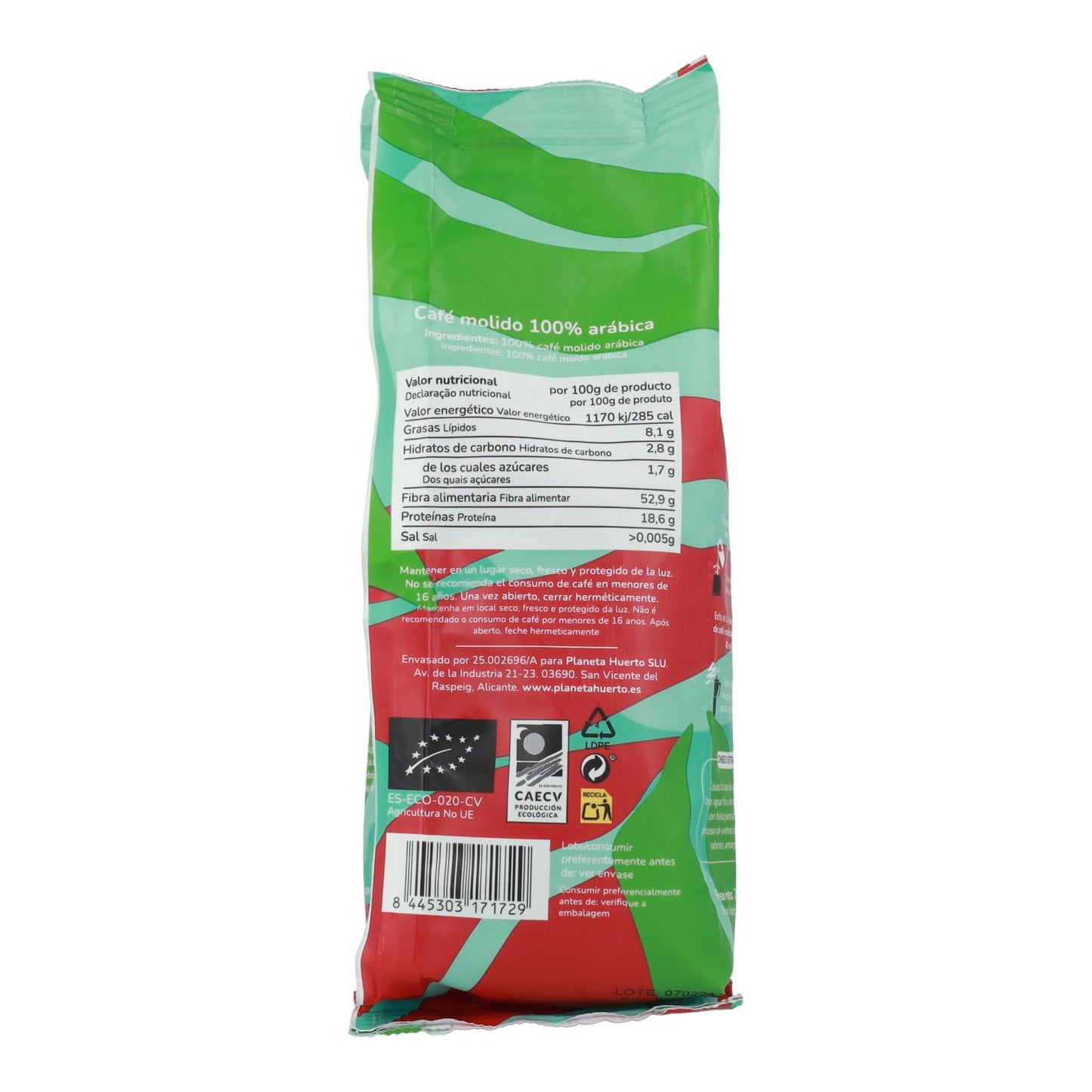 Café moído Eco 100% Arábica Planeta Huerto 250 g