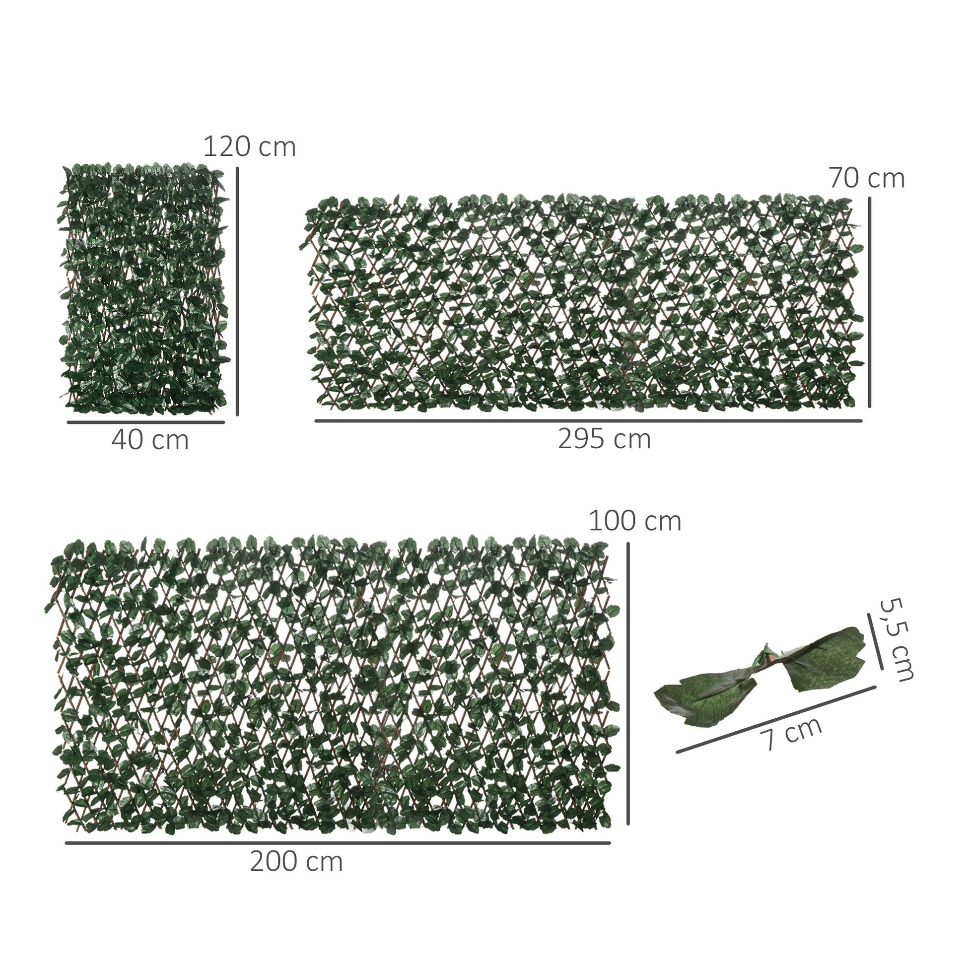 Outsunny Valla De Enrejado Expandible De 2 Piezas Con Hojas Artificial 295x70 Cm_2