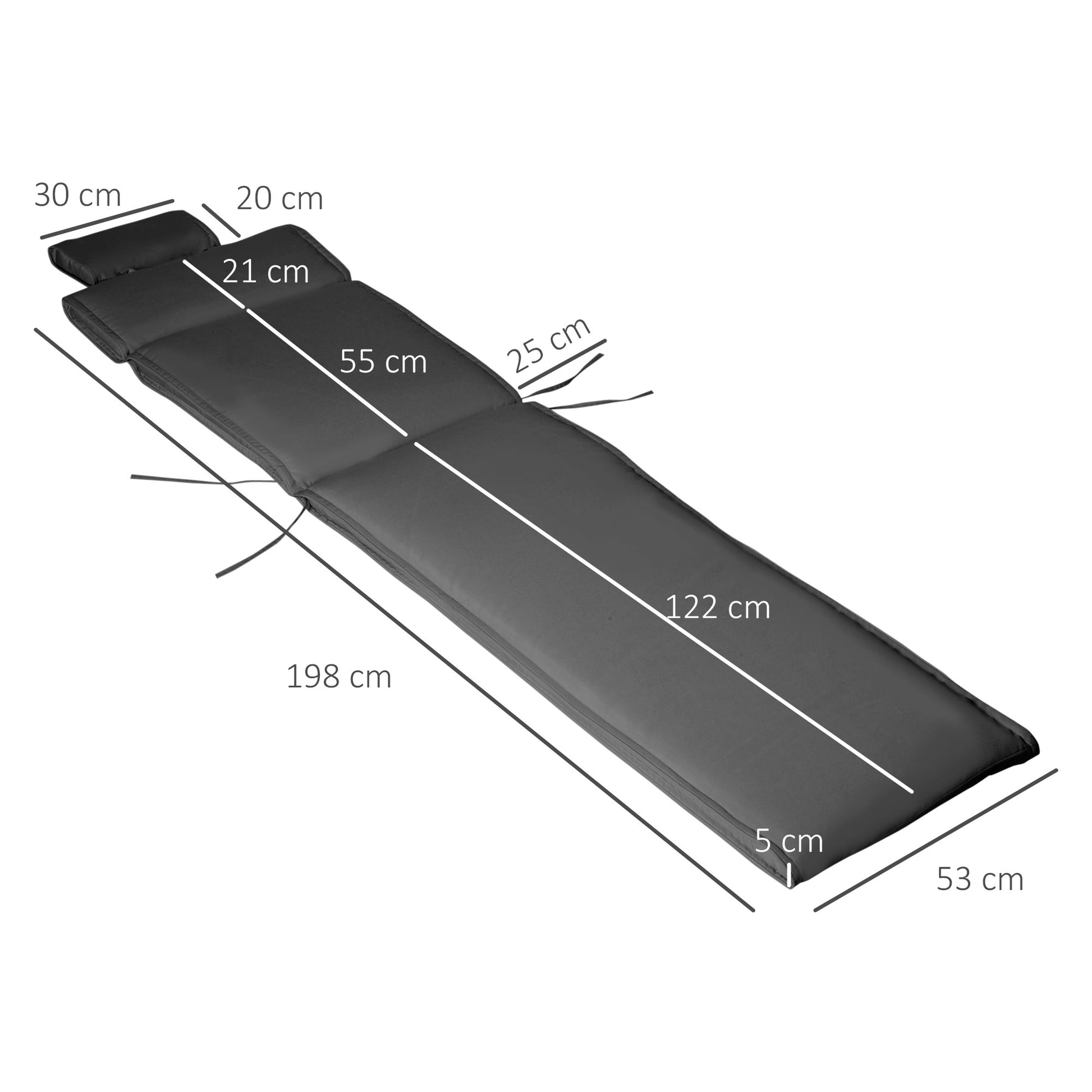 Outsunny Cojín Tumbona Exterior Solo 198x53x5cm Con Reposacabezas Gris_2