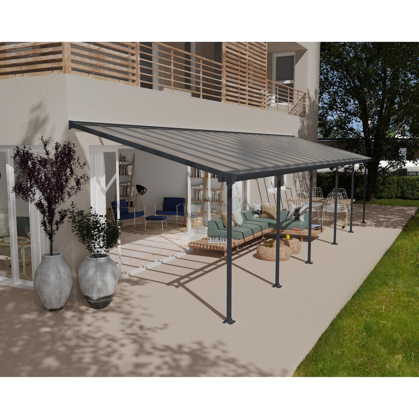 Pérgola anexa Feria 300x1035 cm cinzento 