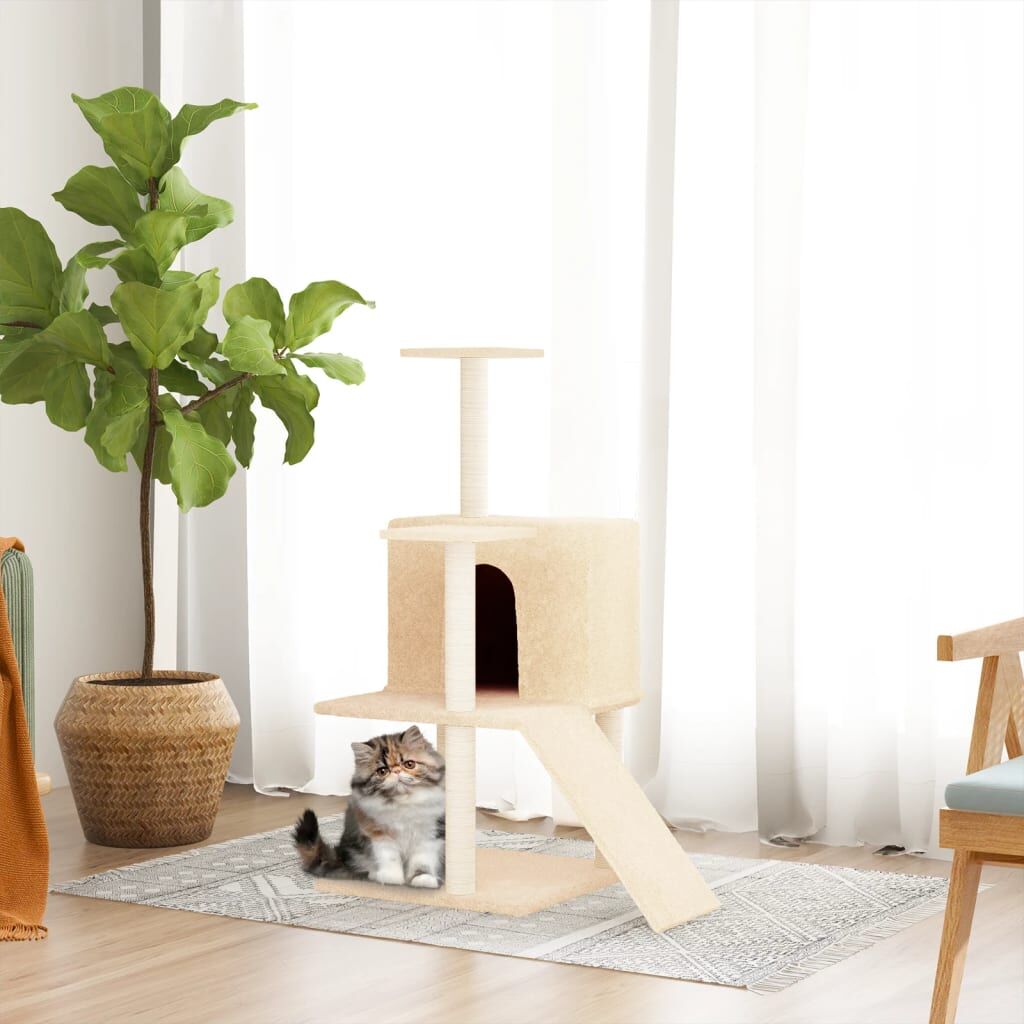 Vidaxl Rascador Para Gatos Con Postes De Sisal Crema 109 Cm_1