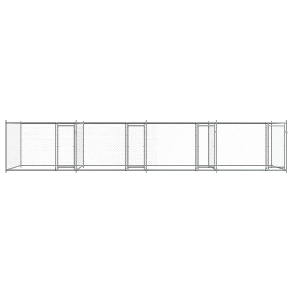 Jaula De Perros Con Puertas Acero Galvanizado Gris 8x2x1,5 M_3
