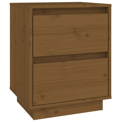 Mesita De Noche Madera Maciza De Pino Marrón Miel 40x35x50 Cm_0