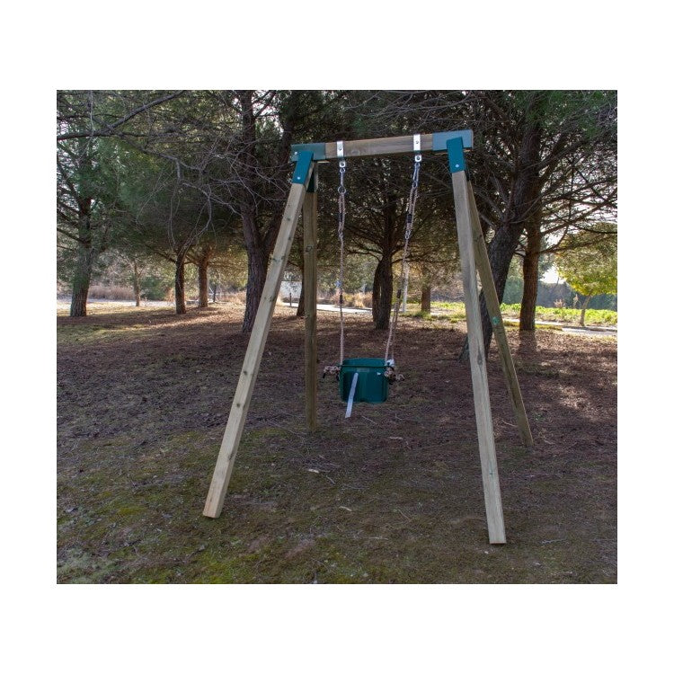 Columpio Individual De Madera Cuadrada Masgames Aiko L + Asiento Bebe Verde Oscuro._2