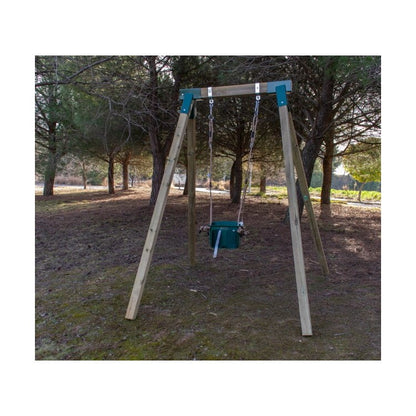 Columpio Individual De Madera Cuadrada Masgames Aiko L + Asiento Bebe Verde Oscuro._2