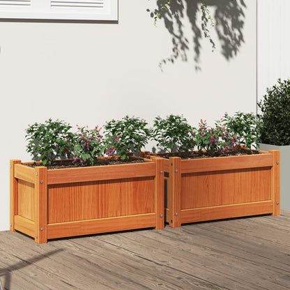 Jardineras De Exterior 2 Uds Madera Maciza De Pino Marrón Cera_1