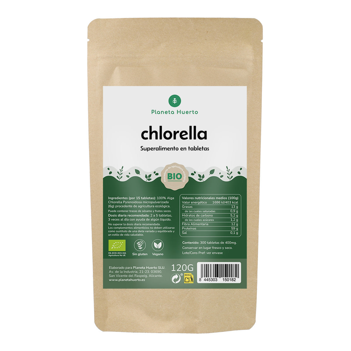 Clorela BIO Planeta Huerto 120 g, 300 comprimidos