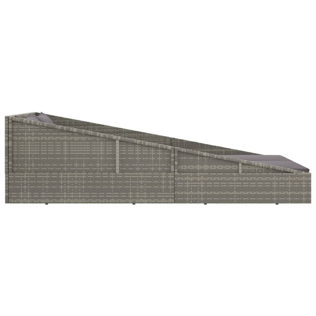 Vidaxl Tumbona Cama De Jardín Ratán Sintético Gris 110x200 Cm_3