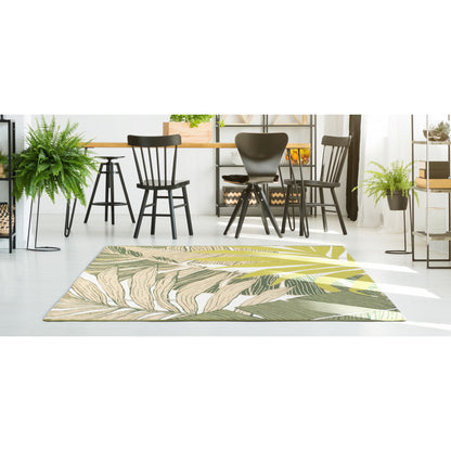 Alfombra Salón, Dormitorio, Cocina Yute Efecto Tropical Foliage Patterns Verde/beige 150x200cm- Decoración- Home Furnishing_1