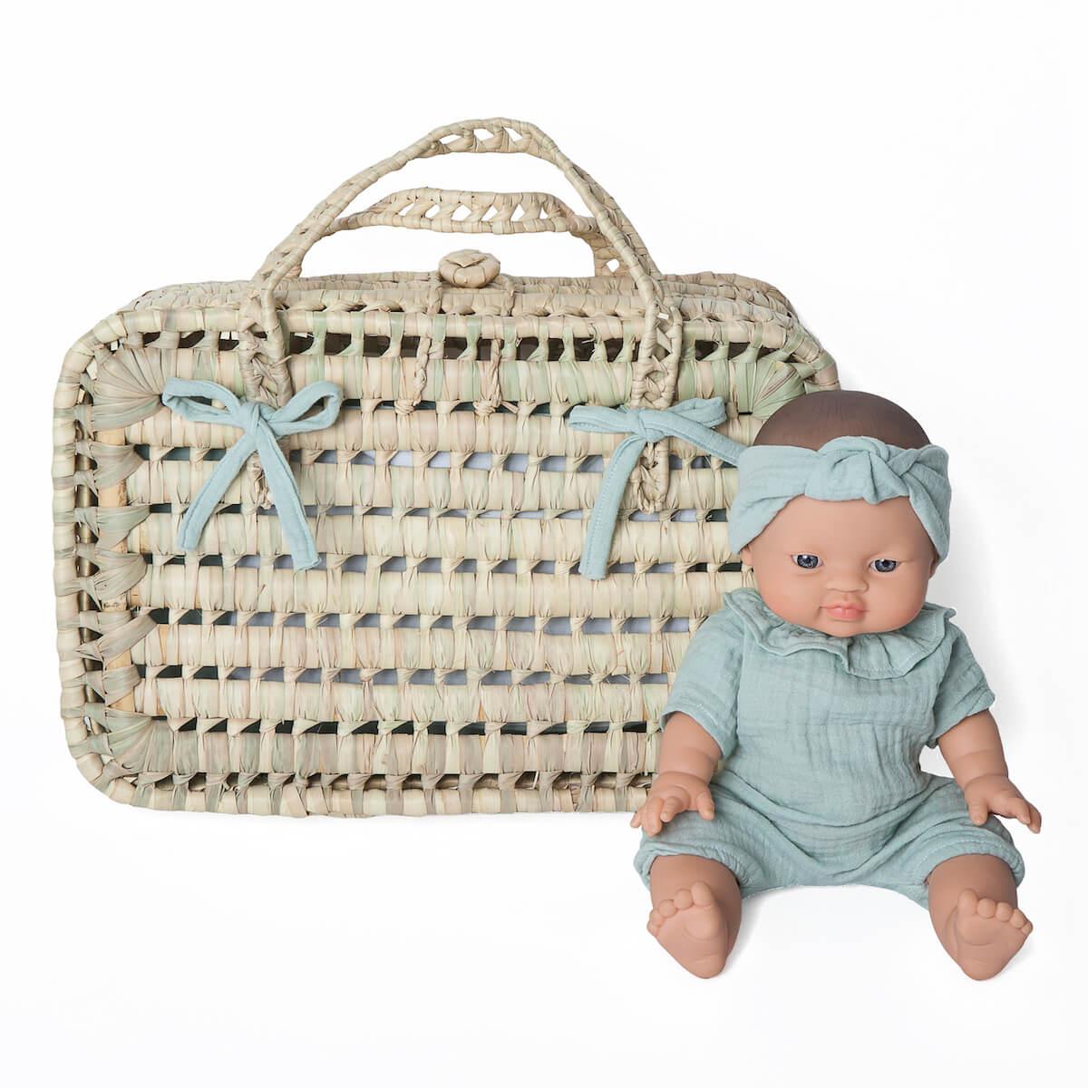 Maleta Mimbre Muñeca Bobble Verde_3