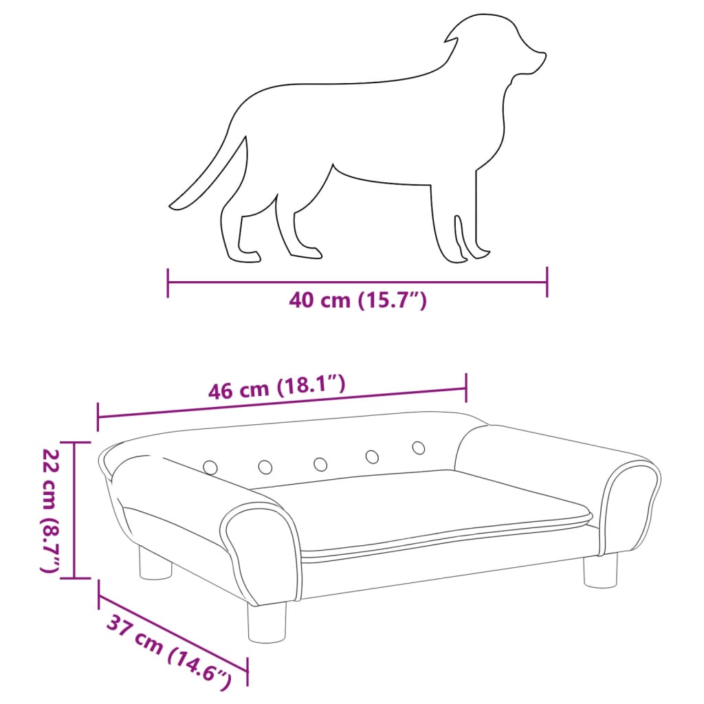 Cama Para Perros De Terciopelo Gris Claro 70x48x22 Cm / Vetonek_2