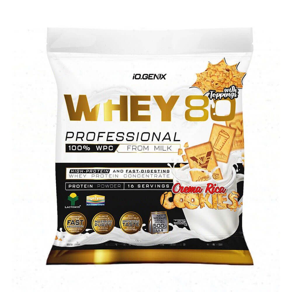 Whey 80 Profesional - 500g - Crema Rica Cookies - Proteina De Suero Whey - Io.genix_0