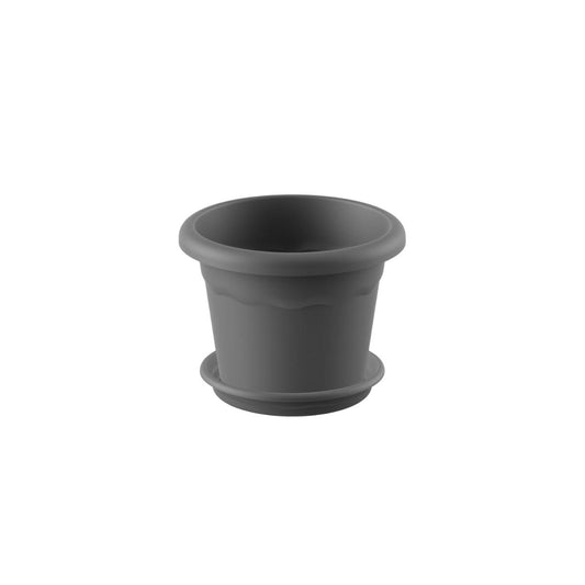 Embalagem de vasos redondos com pires Terra cor antracite, 14 x 10 cm