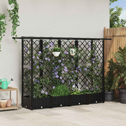 Cama Elevada Con Trellis Y Techo Negro 202,5 X 40 X 121 Cm Pp_1
