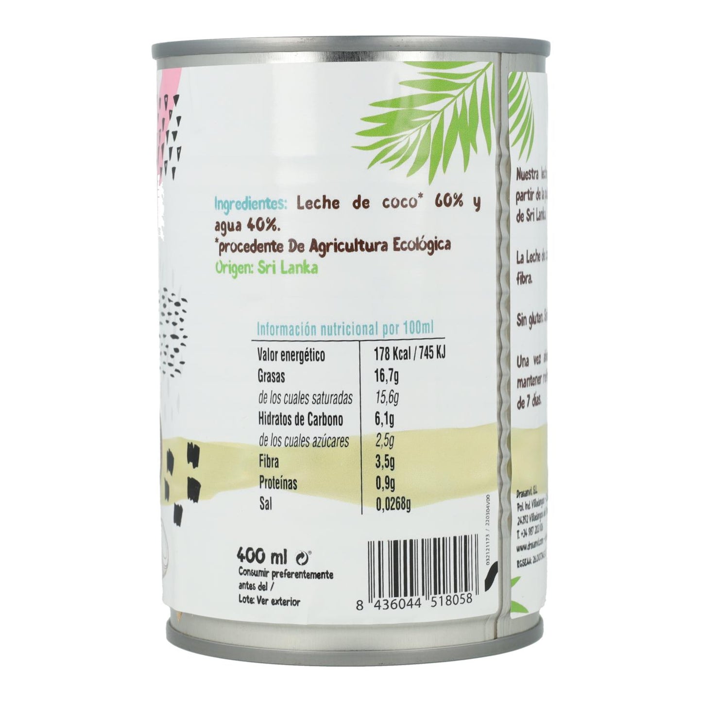 Leite de coco biológico Ecosana 450 ml