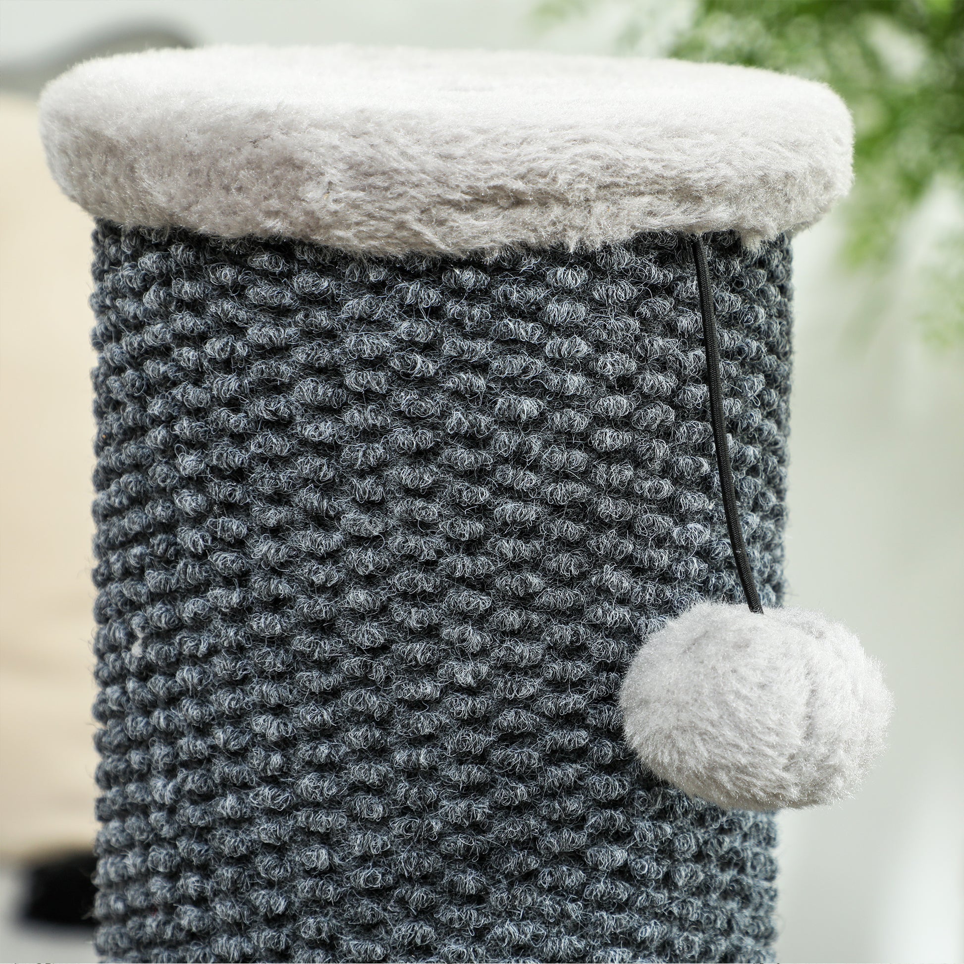 Pawhut Poste Rascador Para Gatos 85 Cm Con Cepillo De Auto Acicalado Gris Crema_4