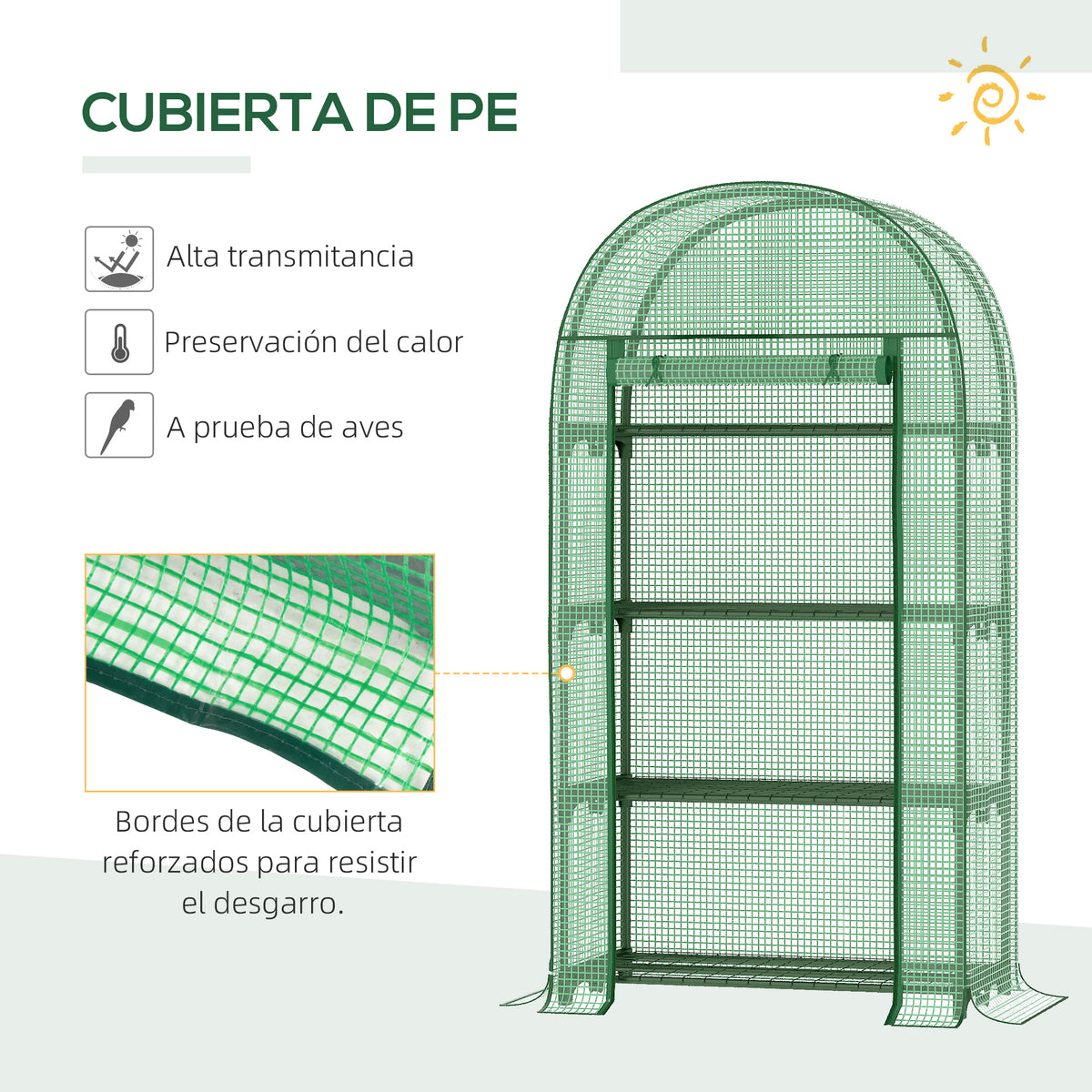 Invernadero De Jardín Outsunny Metal, Pe Verde 80x49x160 Cm_4
