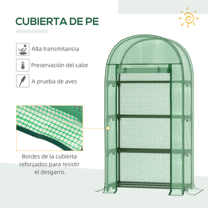 Invernadero De Jardín Outsunny Metal, Pe Verde 80x49x160 Cm_4