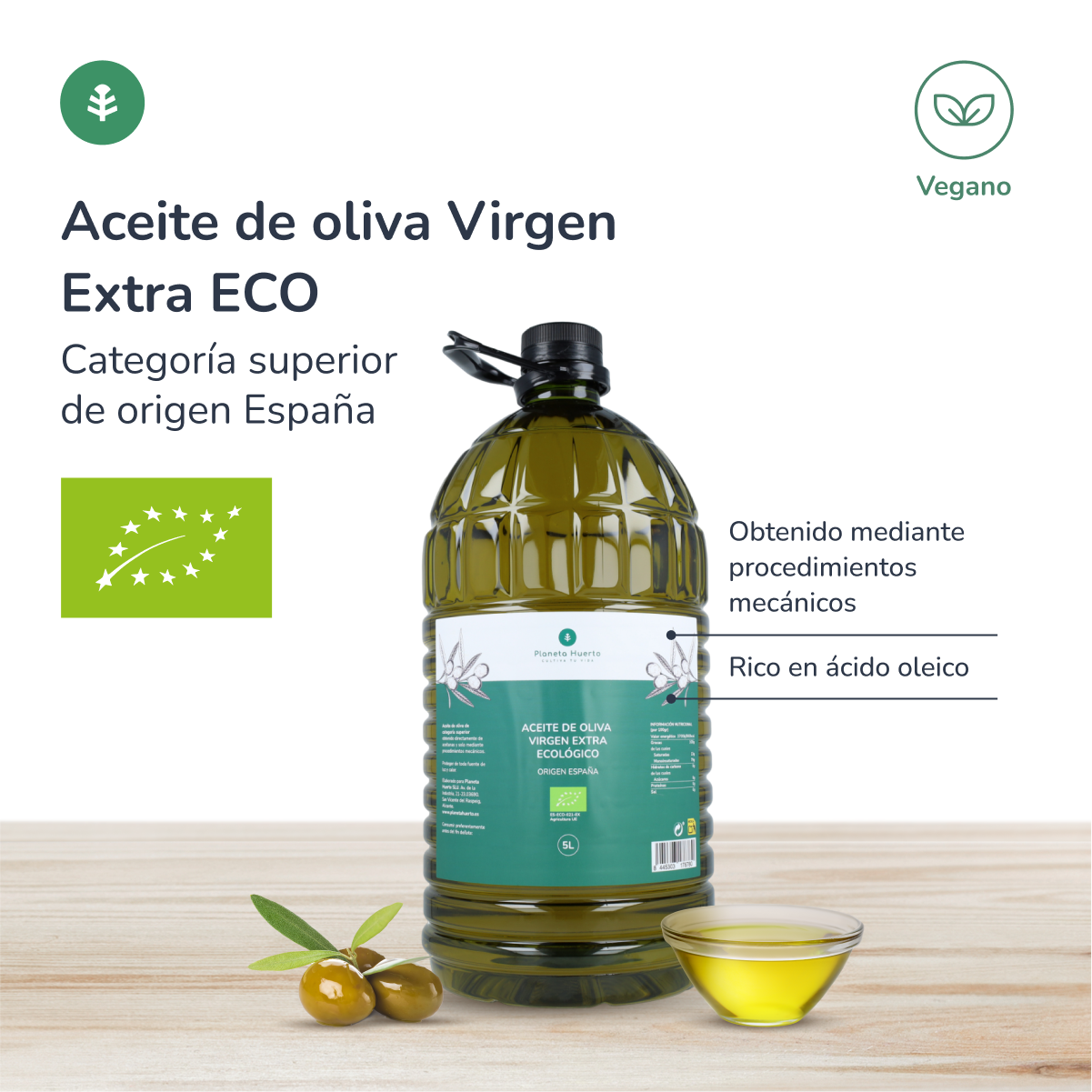 Pack de 3 Azeites Virgem Extra Planeta Huerto ECO 5 L