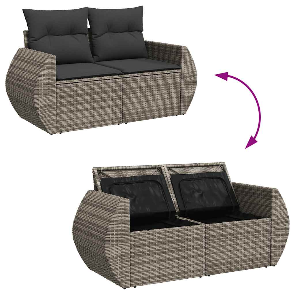 Set De Muebles De Jardín 6 Pzas Y Cojines Ratán Sintético Gris / Vetonek_0