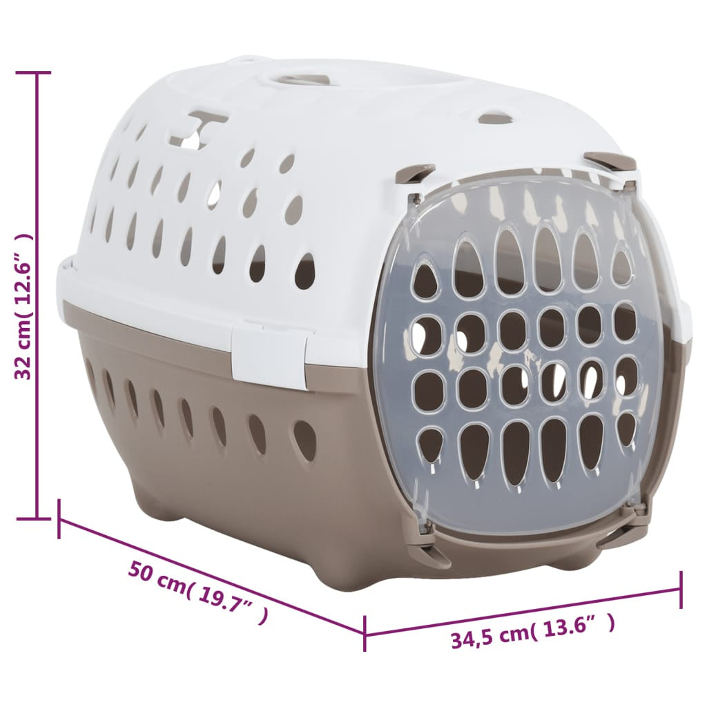 Vidaxl Trasportín De Mascotas Pp Blanco Y Marrón 50x34,5x32 Cm_2