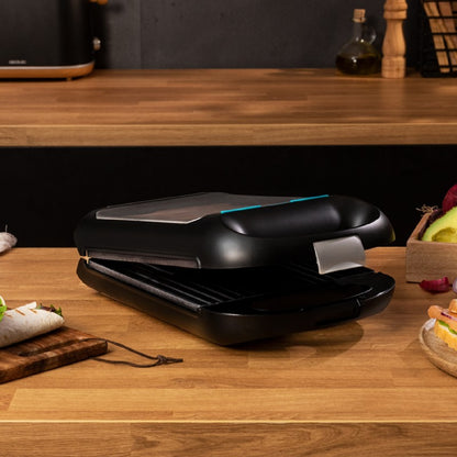 Sandwichera Rock'ntoast Family Grill. 1500 W, Placa Grill, Revestimiento Antiadherente, Sistema Giratorio 180º, Rapidez De Calentamiento, Acabados E_1
