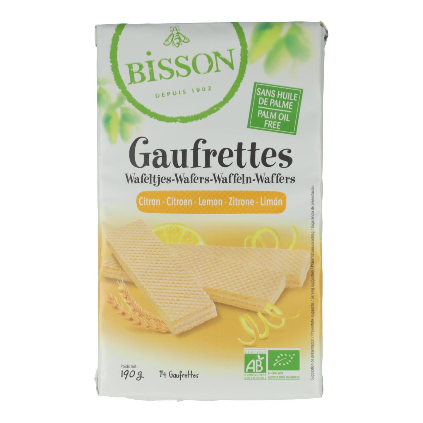 Bolachas Wafer Bisson Limão Gaufretes 190 g