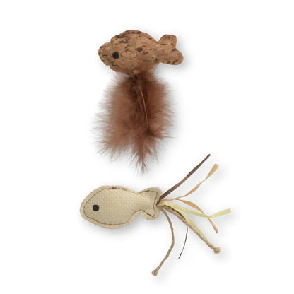 Juguete para gatos Fish Twin con rafia y cola de plumas 2 uds Catit