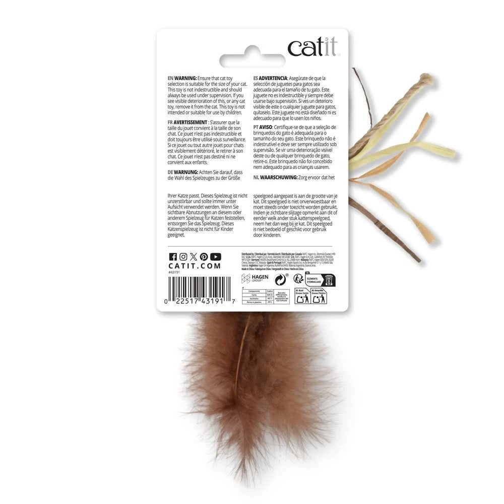 Juguete para gatos Fish Twin con rafia y cola de plumas 2 uds Catit