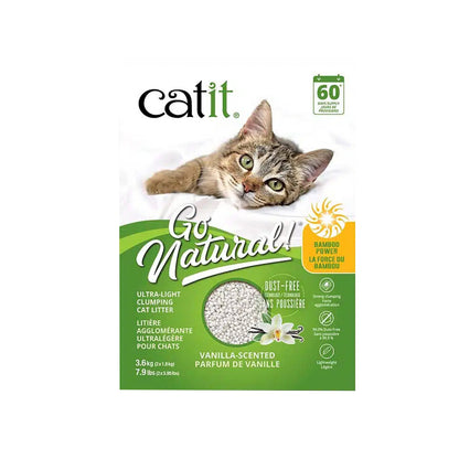 Arena aglomerante ecológica ultraligera de bambú aroma vainilla Go Natural! 1,4 kg Catit