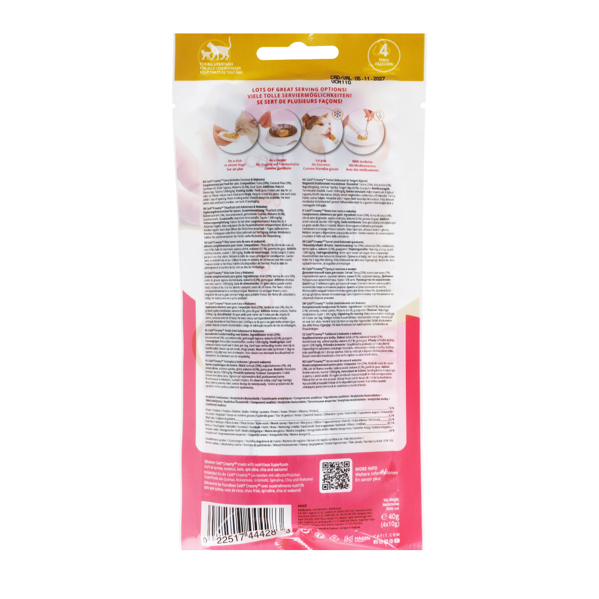 Snack con superalimentos para gatos de atún, coco y wakame Creamy Superfood 4 x 10 g Catit