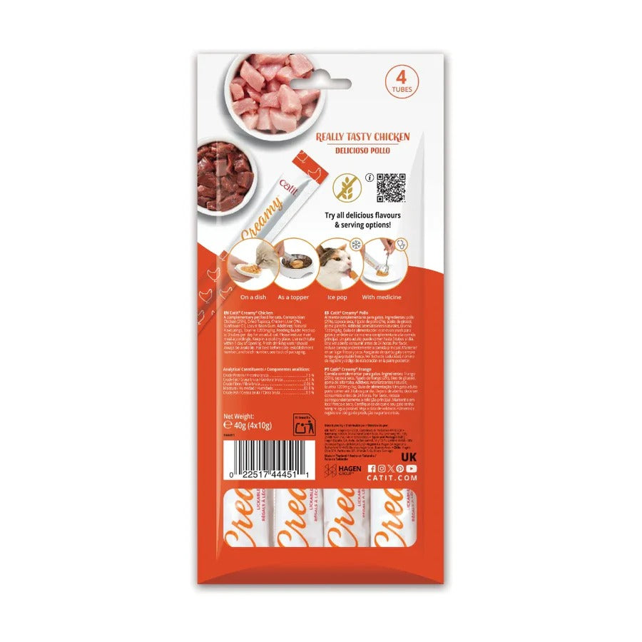Snack líquido para gatos sabor pollo Creamy 4 x 10 g Catit