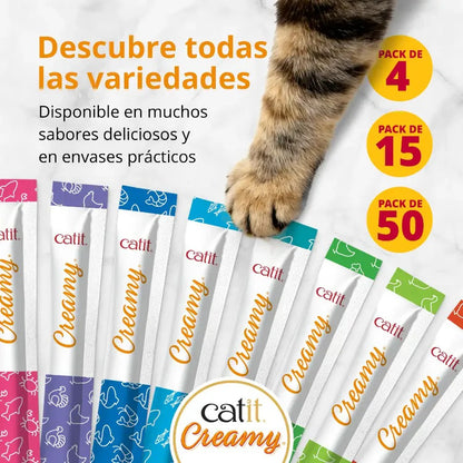 Snack líquido para gatos sabor pollo Creamy 15 x 10 g Catit