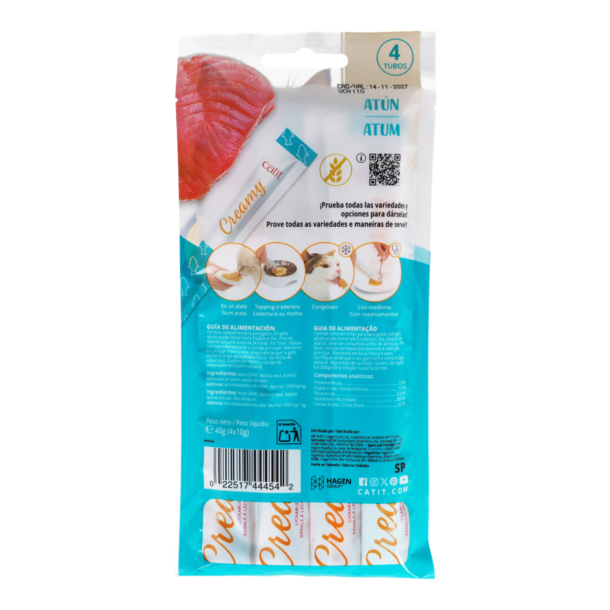 Snack líquido para gatos sabor atún Creamy 4 x 10 g Catit