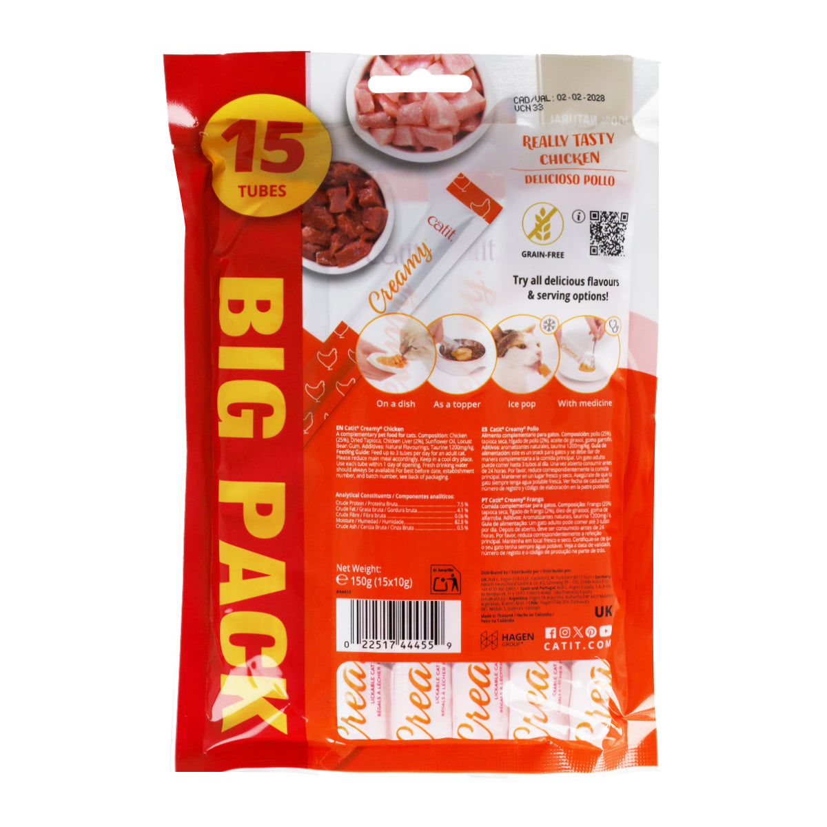 Snack líquido para gatos sabor pollo Creamy 15 x 10 g Catit