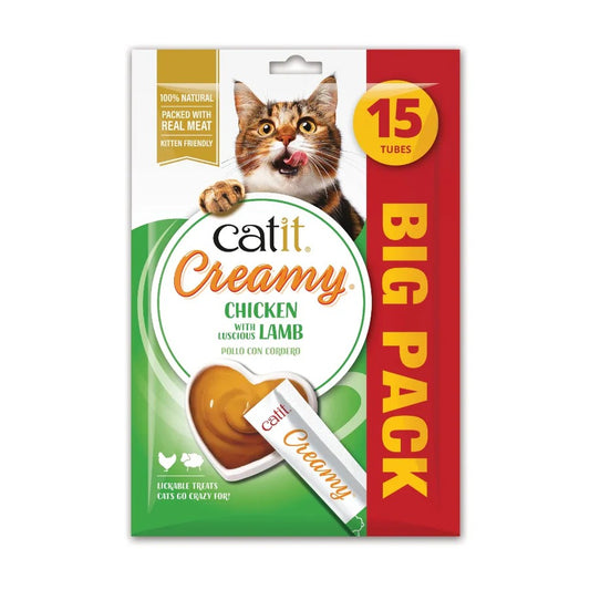 Snack líquido para gatos sabor pollo y cordero Creamy 15 x 10 g Catit