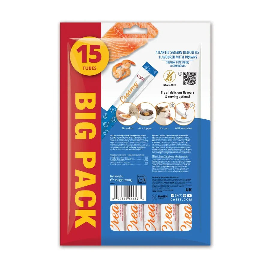 Snack líquido para gatos sabor salmón y gambas Creamy 15 x 10 g Catit