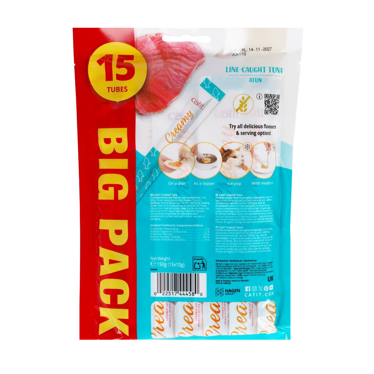 Snack líquido para gatos sabor atún Creamy 15 x 10 g Catit