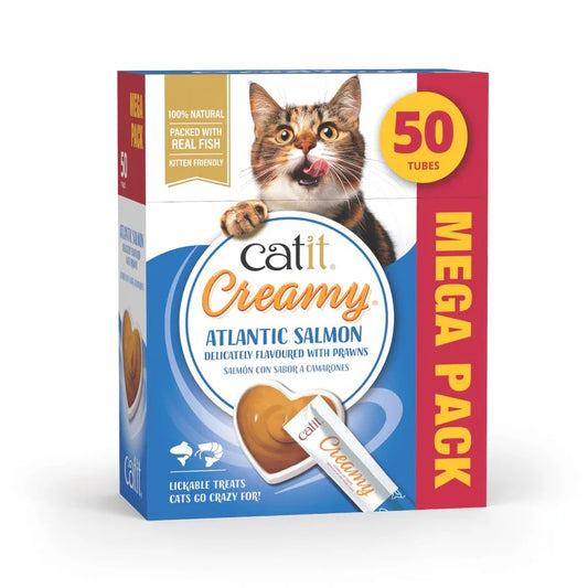 Snack líquido para gatos sabor salmón y gambas Creamy 50 x 10 g Catit