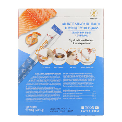 Snack líquido para gatos sabor salmón y gambas Creamy 50 x 10 g Catit