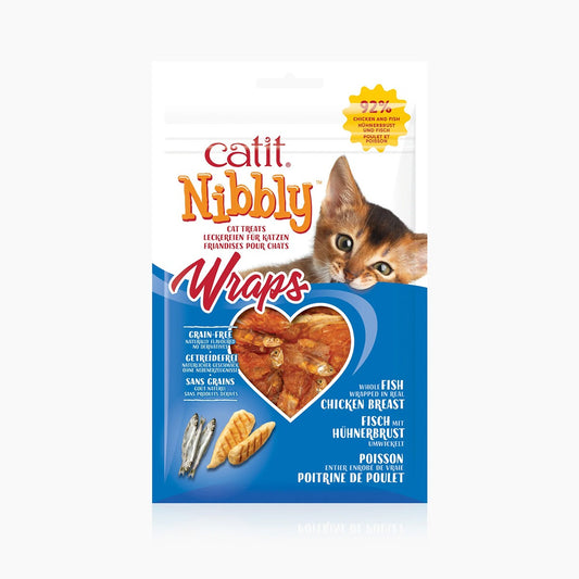 Snack tipo wrap para gatos sabor pollo y pescado Nibbly 30 g Catit