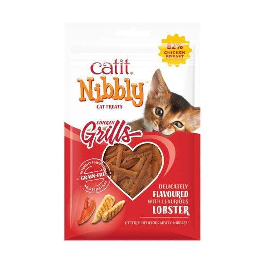 Snack para gatos sabor pollo y langosta Nibbly Grills 30 g Catit