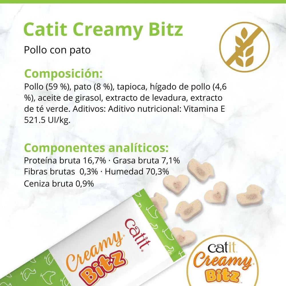 Snack cremoso para gatos Creamy Bitz pollo con pato 4 x 12 g Catit